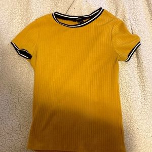 Small tshirt from Forever 21 mustard yellow, black collar black outlined sleeves